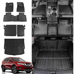 Rongtaod Floor Mats Compatible with 2021-2025 Nissan Rogue Trunk Liner Cargo Mat Cargo Liner Back Seat Cover Protector 2024 Nissan Rogue Accessories (Floor Mats+Backrest Mats+Trunk Mat)