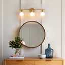 WOSHITU Bathroom Vanity Light Fixtures: 23.3 Inch Modern Brushed Gold Bathroom Light Fixtures Over Mirror with Clear Glass Shade, 3-Light Bathroom Lights Above Mirror