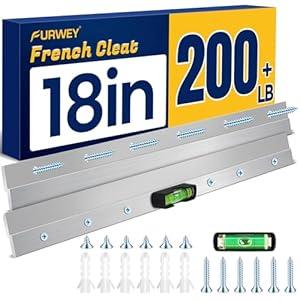 French Cleat, Picture and Mirror Hanger, Aluminum French Cleat, Headboard Wall Mounting Brackets with Screws(18Inch-1 Pair, Support 200 lbs)