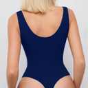 Avidlove Women's Sexy Plunge Deep V Neck Bodysuit Double Lined Sleeveless Thong Body Suit Leotard for Going Out Tank (Blue, L)