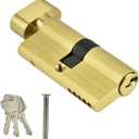 Brass Cylinder Lock Replacement - Storm Door Lock Cylinder with Safety Core and 3 Keys