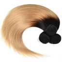 Tone Black And Blonde Human Hair Bundles 1B/27 Straight Bundles 14 16 18 Inch Unprocessed Knotless Human Hair Extensions For Women 50g/Bundle Total 150g
