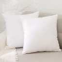 2 Piece Pure White Pillow Cover Faux Linen Square Decorative Throw Cushion Case Pillowcase with Smooth Hidden Zipper for Car 24" x 24 "