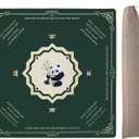 Chinoiserie Mahjong Mat for Table with Rules- 32"32" Noise Reduction and Anti-Slip, Panda Bamboo Pattern, Game Shuffler for Mahjong Cards, Poker Cards, Board Games, Mah Jongg Accessories. (Green