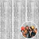 Colorfast FOIL Fringe Curtain Backdrop for Birthday, Graduation Celebration, Bachelorette, Valentines Party Celebration, Event Decoration (Color Silver)