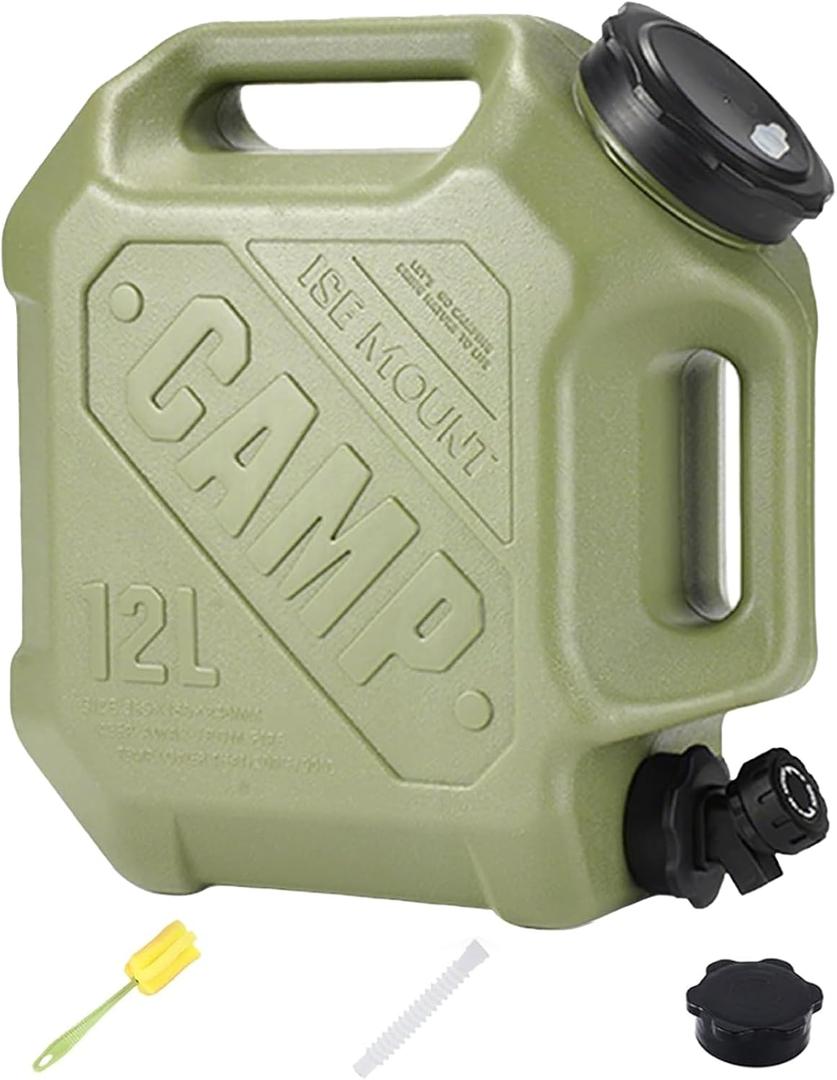 ASIEIT 3.2 Gallon Water Jug with Spigot, Portable Water Tank BPA Free, Leak-Proof Water Containers for Camping Water Storage Containers for Emergency Outdoor Hiking Picnic, Green/Black/Yellow