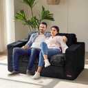 MAXYOYO Convertible Sofa Bed, Pull Out Loveseat Sleeper Sofa, Folding Couch Bed with Pillows for Living Room, Black