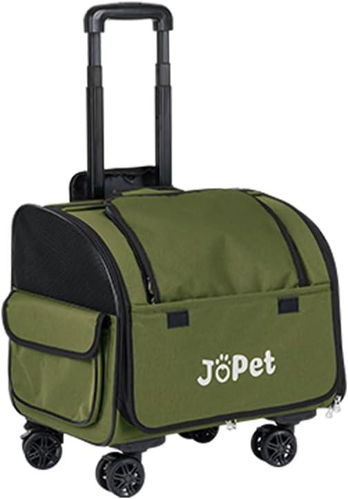 Pet Bag Carrier with Wheels, Pet Backpack with Wheels, Small Dog Carrier, cat Carrier, Detachable Wheels, Travel Bag, Pet Trolley, Soft Sided Carrier with Wheels, Foldable Carrier (Olive Green)