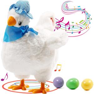 dgdgcool Easter Toys Egg Laying Chicken Toy Electric Chicken Stuffed Animal Dancing Stuffed Plush Toy with Music