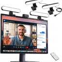 yAyusi Dual-lamp Video Conference Lighting, LED Streaming Light with Remote and Touch Control, Zoom Lighting for Computer,Webcam Laptop Monitor Ring Light for Video Calls/Zoom Meetings/Video Recording (Black)