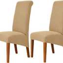Deisy Dee Stretch XL/Oversized Soft Spandex Extra Large Dining Room Chair Covers for Kitchen DiningRemovable Washable Chair Protectors Slipcovers (Khaki, 2)