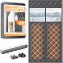 Magnetic Insulated Door Curtain Fits 36"x80" Doors - Thermal Door Cover for Winter with Clear Window, Window Insulation Kit & Doors Draft Stopper to Keep Cold Air Out for Front Doorway Home - Black