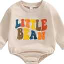 Baby Boy Girl Outfits Infant Mallard Duck Hunting Clothes Newborn Bubble Romper Fall Winter Toddler Sweatshirt Top (12-18 Months, A Little Bean Apricot)