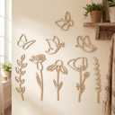 Novabright 9 Pcs Wooden Wildflower Wall Decor Boho Flower Cutout Nursery Decor Floral Sign Decal for Bedroom Living Room