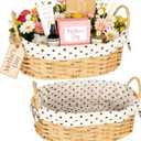 2 Pack Empty Gift Basket with Handles, Wicker Rope Baskets for Organizing, Basket for Storage Shelf Table Picnic & Home Decor (Oval)