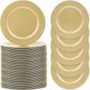 MAONAME 100 PCS Gold Charger Plates Bulk, 13" Plate Charger for Dinner Plates, Plastic Round Chargers, Table Chargers for Table Setting, Wedding