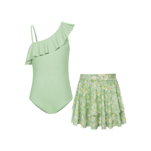 GRACE KARIN Girls One Piece Swimsuits with Mesh Skirt Bathing Suit Swimwear 14Y