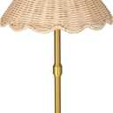 Cordless Boho Rattan Table lamp, 5200-mAh Rechargeable Battery, 3-level Brightness Dimmable, Build-in Integrated LED 320 Lumen Max, Rattan Shade, for Bedside Restaurant Resort Hotel Dining Table