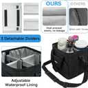Reusable Drink Carrier with Handle Insulated, Collapsible 4-Cup Beverage Bag with No-Spill Base, Adjustable Dividers & Shoulder Strap, Portable Caddy for Delivery, Car and Travel, Black