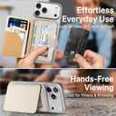 for MagSafe Wallet, Magnetic Phone Wallet RFID Blocking, Slim 5-8 Card Holder with Cash Slot & Clear ID Window, Minimalist Mag Safe Wallets for iPhone 17/16/15/14/13/12 Series, Oatmeal Beige