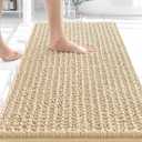 OLANLY Bathroom Rug Mat 30x20, Thick Soft and Absorbent Chenille Bath Mat, Non-Slip Rubber Backing, Machine Washable Quick Dry Bath Rugs for Tub Shower Floor, Home Decor Accessories, Beige