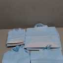 Weewooday 50 Pcs Frosted Plastic Gift Bags with Handles for Small Business Clear Shopping Bags with Cardboard Bottom,4 Sizes (Blue)