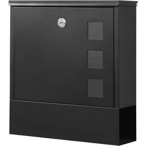 KYODOLED Locking Mailbox Wall Mount, Locked Mail Boxes, Mailbox with Key Lock for Outside, Large Capacity Drop Box for Newspapers, 13 x 3.4 x 11.8 Inch, Black