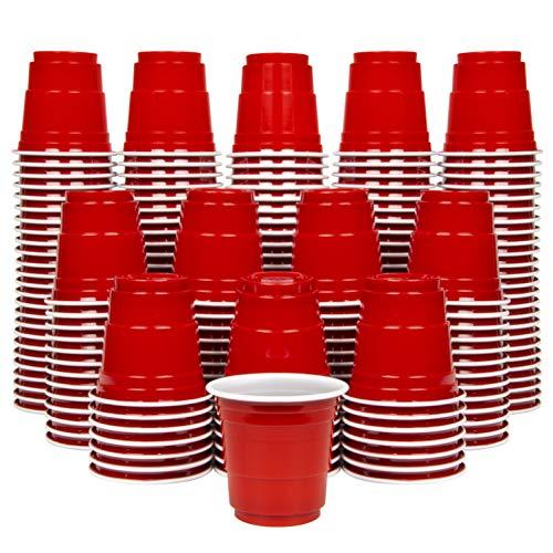 GoPong 200 Pack 2 oz Plastic Shot Cups - Mini 2oz Party Cups, Red