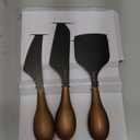 hecef Cheese Knife Set of 3, Bronze Grain Multipurpose Retro Cheese Knives, Set includes Pronged, Hard Cheese & Chisel Knife, Black