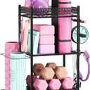 Yoga Mat Storage Rack, Home Gym Storage Rack, VOPEAK Workout Storage for Yoga Mat, Foam Roller, Gym Organizer Gym Equipment Storage for Home Exercise and Fitness Gear (BLACK)