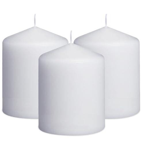 3x4 Inch White Pillar Candles, 3 Packs Unscented Dripless Smokeless Cylinder Candles for Christmas, Wedding, Party, Home and Dinner Table, 45 Hours Burn : Home & Kitchen