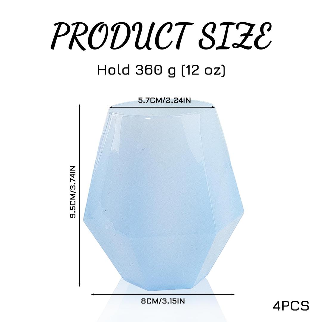 Wine2Go Diamond Silicone Wine Glasses 9oz, 2pack