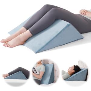 Fanwer Knee Wedge Pillow Pure Memory Foam, 8" Triangle Pillow for Knee Support or Post Surgery, Leg Pillow Bed Wedge for Back Sleeping Hip Support Sciatica Hip Back Pain Relief