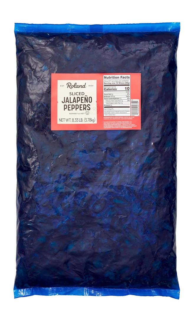 Roland Foods Sliced Jalapenos, Specialty Imported Food, 8.33 Pound Bag, Pack of 1