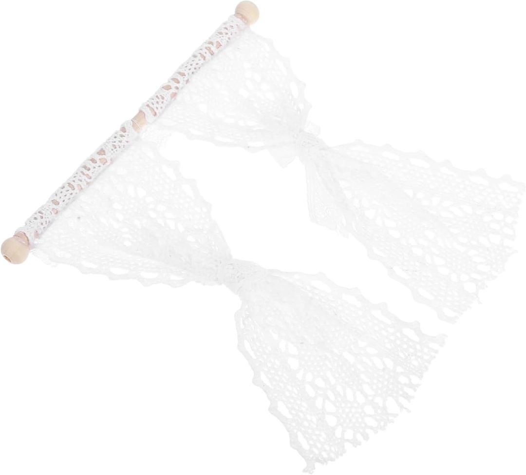 Hemoton Miniature Lace Curtain for Dollhouse Decoration Tiny House Window Accessory Romantic Design for Miniature Scenes for Photography Props and Room Decor