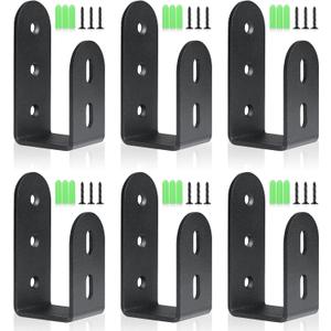 U Bracket, Door Security Bar, Heavy Duty Steel Door Bracket for 2x4 Lumber (6 Pack, Black, Wall Mount)