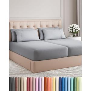 Split King 7 Piece Sheet Set - Comfy Breathable & Cooling - Soft Hotel Luxury Bedding Set with 8-16 Inch Deep Pockets - 1 Flat & 2 Fitted Sheet & 4 Pillowcases - Wrinkle Free & Easy Care - Steel Blue