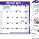 2 x 2026 Dry Erase Calendar  Large Yearly Wall calendar 2026, 33.7'' x 45.1'', 2-Side Reversible Calendar 2026, Vertical/Horizontal, Jan 2026  Dec 2026, 2026 Wall Calendar with Notes, Stickers - Purple