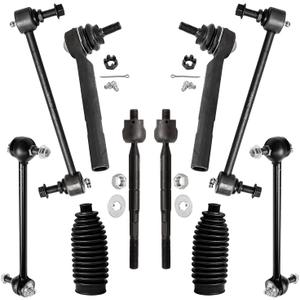Detroit Axle - 10pc Suspension Kit for 2004-2007 Toyota Highlander Lexus RX330 2007-2009 RX350, 4 Inner & Outer Tie Rod End Links 4 Front Rear Sway Bar End Links 2 Boots Replacement