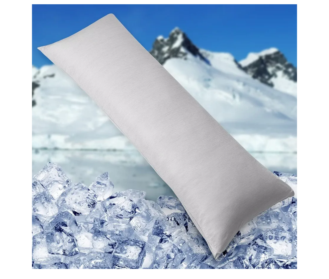 HOMFINE Cooling Pillowcase Body Size - Double Side Q-Max 0.439 Cooling Fiber for Pillow Protector, Breathable Long Cold Pillow Cover for Hot Sleeper Night Sweat, Hidden Zipper, 1 Pack (20"x54", Grey)