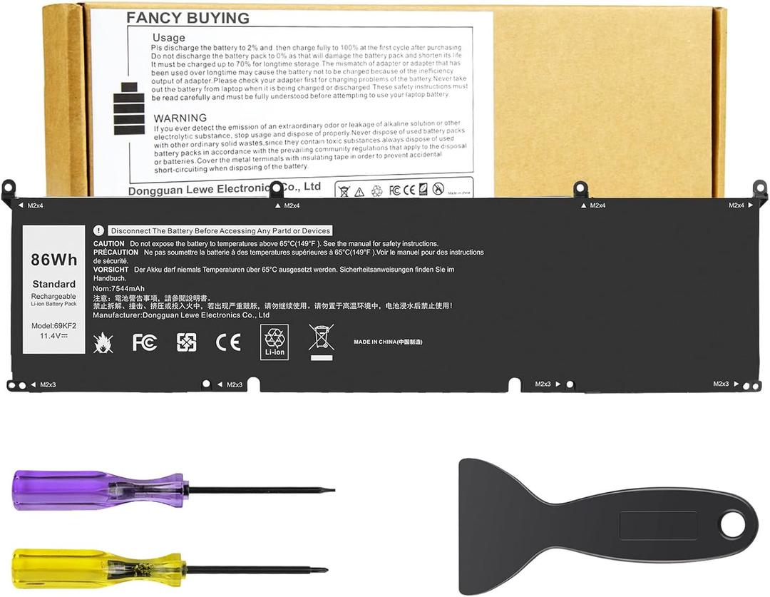Fancy Buying 69KF2 Battery for Dell XPS 15 9500 9510 9520 9530 M15 R3 R4 R5 R6 R7, M16 R1, M17 R3 R4 Precision 5550 5560 5570 Inspiron 7510 7610 7620 P87F P91F P45E 0GFJ6 Vostro 7510 7620-86Wh
