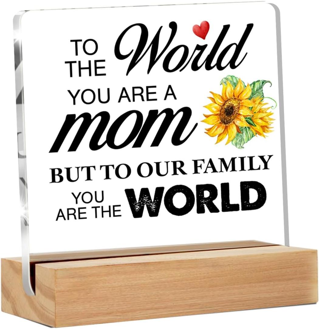 Desk Sign Mom Gift - Clear Acrylic for Mom's Day & Birthday, 4 x 4 Inches