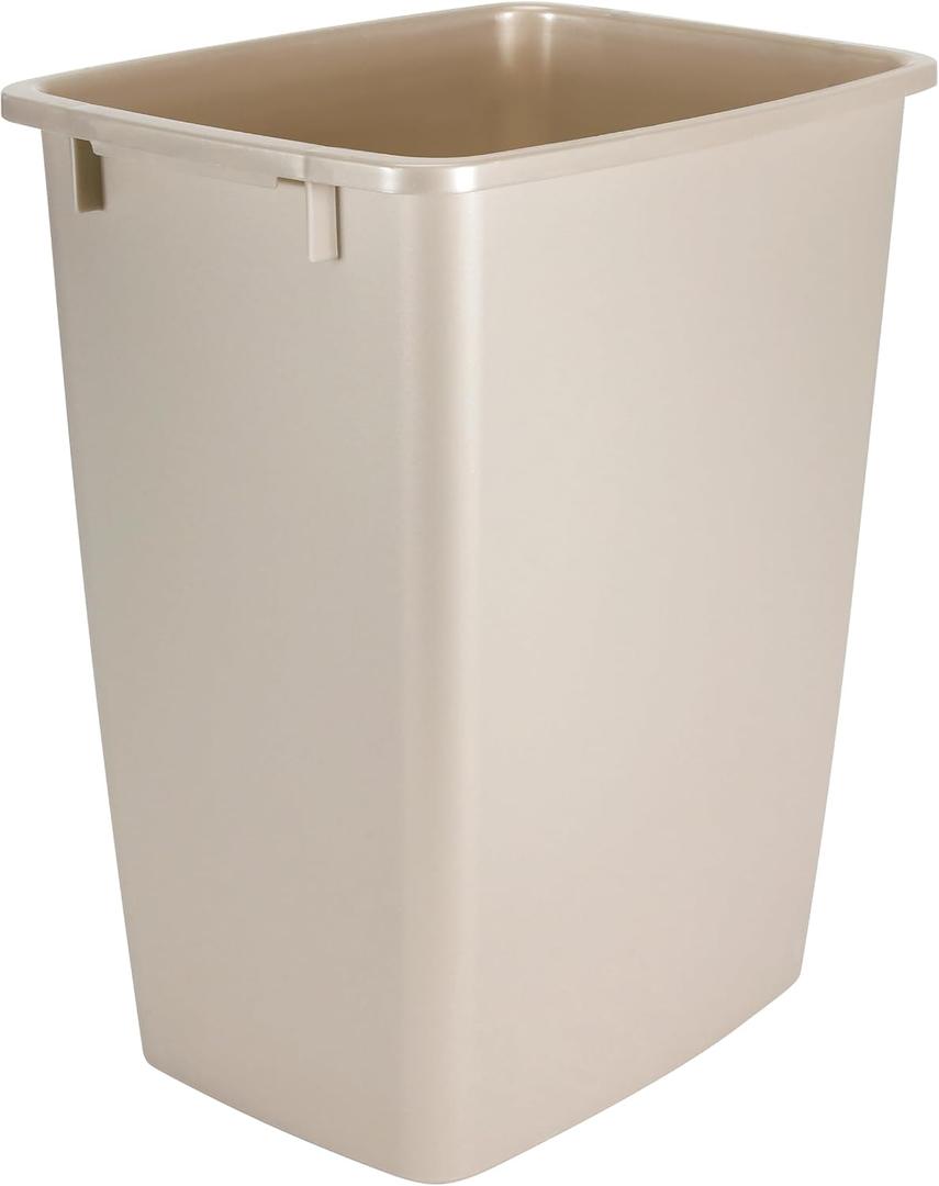 Rubbermaid Small Trash 9-Gallons Beige Plastic Garbage Can/Wastebasket for Kitchen/Bathroom fits Under-Sink/Desk/Countertop/Cabinet 21-quart Bisque