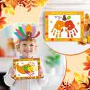 24 Sets Thanksgiving Handprint Crafts Kits for Kids DIY Thanksgiving Hand Keepsake Craft with 3 Large Ink Pads Fall Palm Painting with Frame Crafts for Classroom Home Art Activity Autumn Party Favors