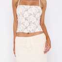 Danysu Lace Halter Tops Backless Tie Back Tank Top with Built in Bra Y2K Summer Going Out Tube Tops (White, L)
