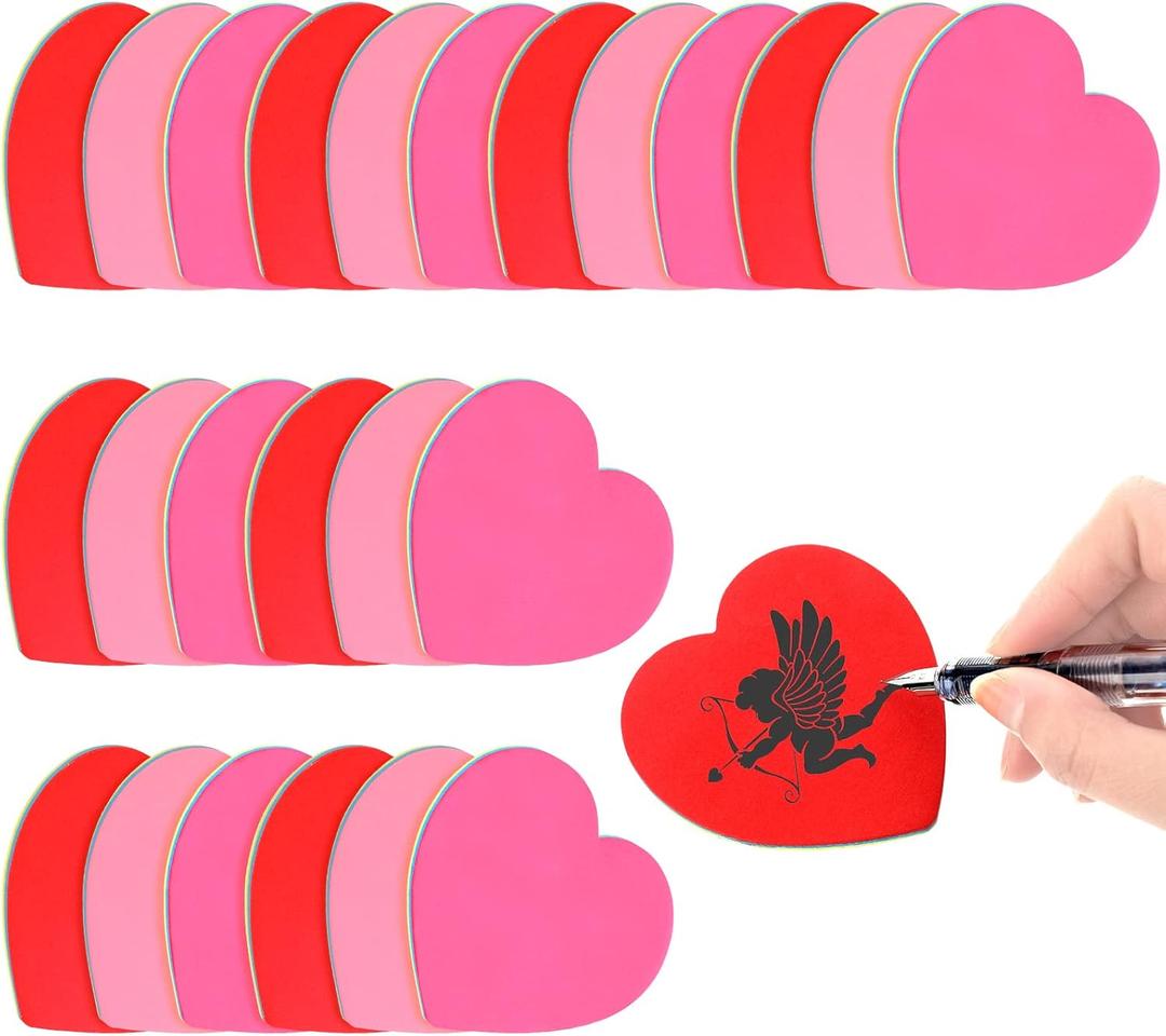 BBTO 720 Sheets Valentine's Day Heart Shaped Sticky Memo Notes Funny Self Stick 3 x 3 Inch Colorful Cute Note Pads Easy to Post DIY Cutouts Decorations for Galentines Office Home(Elegant Colors)