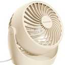 Gaiatop Desk Fan, 5-Inch Portable Electric Table Desktop Air Circulator Fans, Small but Powerful with 3 Speed 360° Adjustable Tilt for Cooling Home Dorm Office Bedroom Bathroom Kitchen, Beige