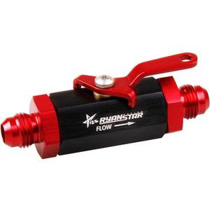 Ryanstar AN6 Fuel Shut Off Valve 6AN to 6AN Male Fitting Aluminum Anodized Black&Red