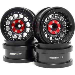 HOBBYSOUL 2.9 Beadlock Wheels Adjustable Offset Rims Black Color for 1/6 RC Mud Crawler Truck Axial SCX6 Trail Upgrade Parts, HS701470