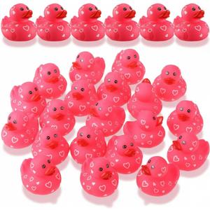Jerify 10 Pcs 3 Inch Large Valentine's Day Rubber Ducks Bulk Valentine Large Pink Sweetheart Duckies Rubber Ducks for Bathtub Toys Party Favors Decorations Classroom Prizes Exchange Gifts